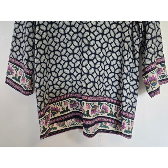 VTG Whisper Tunic Womens S Top 3/4 Sleeve Boho Floral Artsy Gypsy Eclectic Flowy - Picture 3 of 8